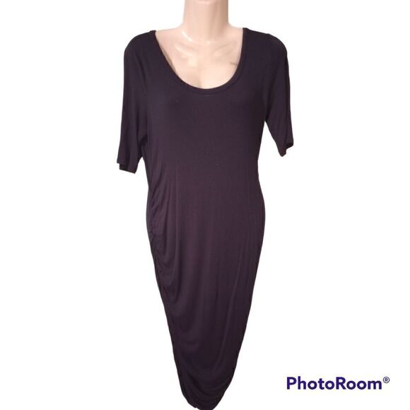 - Motherhood maternity navy T-shirt dress with gather side - Picture 1 of 10